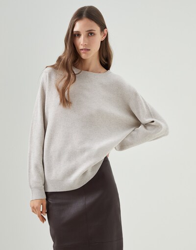 Cashmere sweater Oyster Woman - Brunello Cucinelli 