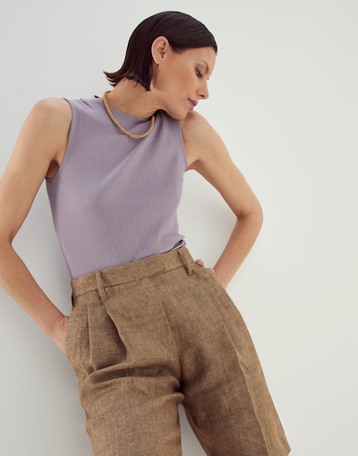 Ribbed jersey top Lavender Woman - Brunello Cucinelli 