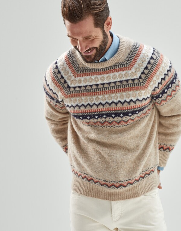 Jacquard sweater Camel Man - Brunello Cucinelli 