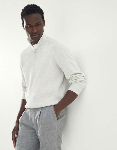 English Rib knit sweater Fog Man - Brunello Cucinelli 