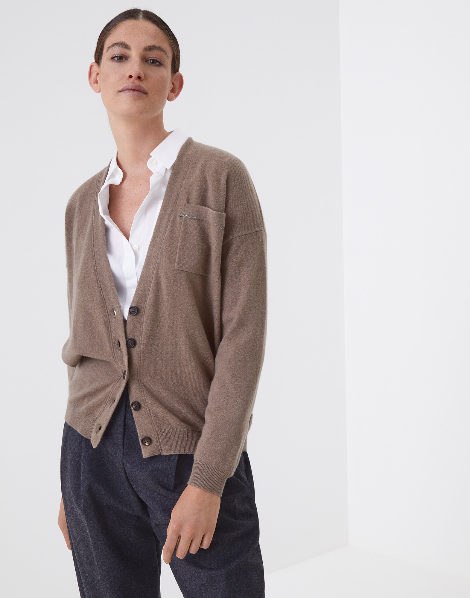 Cardigan Brown Woman 1 - Brunello Cucinelli