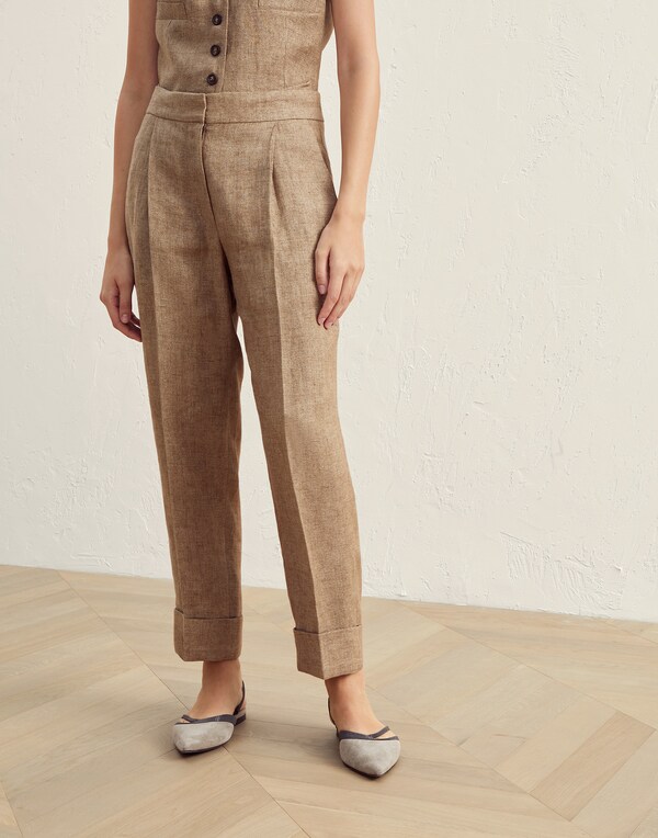 Hose aus Leinen Kamel Damen - Brunello Cucinelli