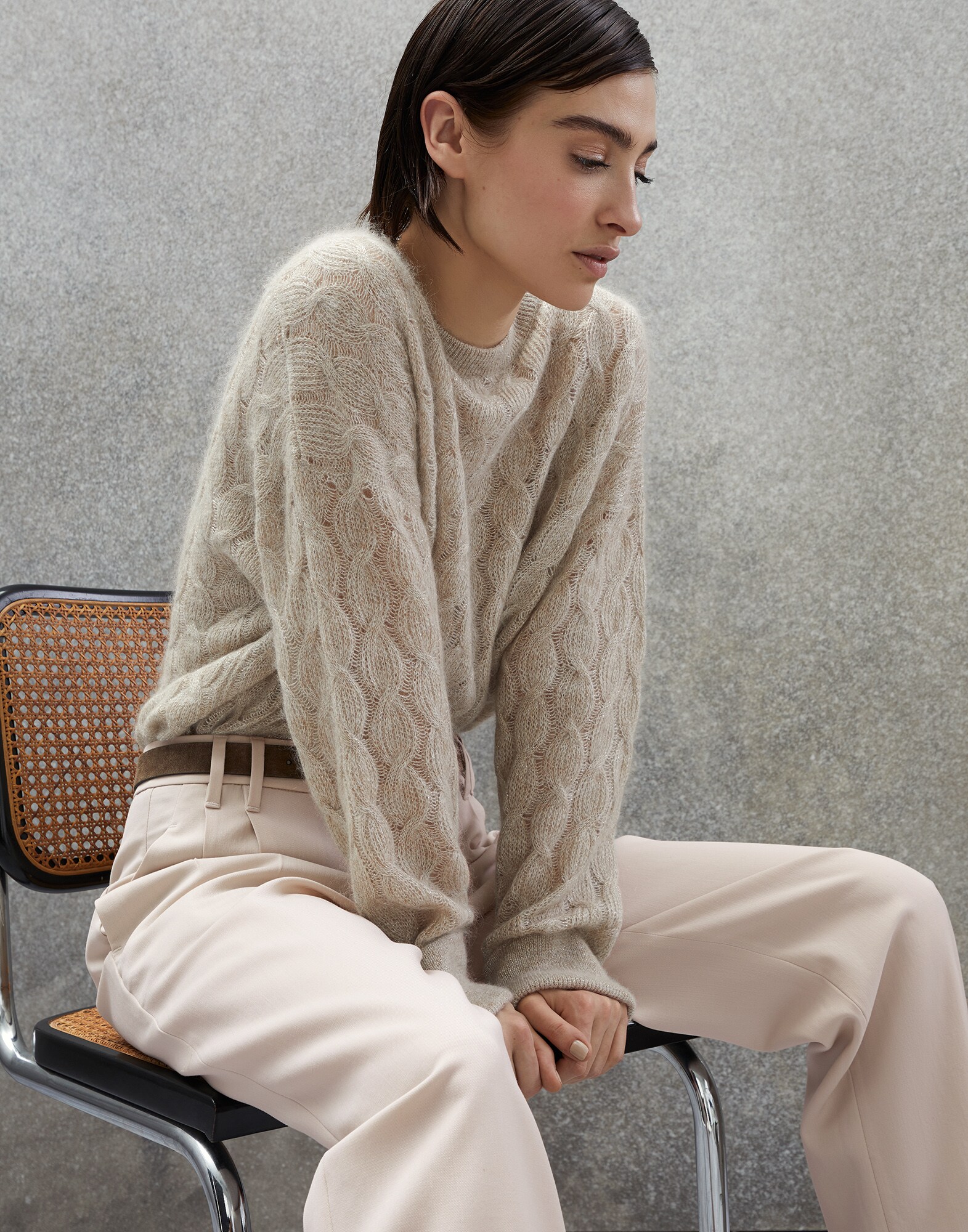 Hose aus Gabardine Milch Damen -
Brunello Cucinelli