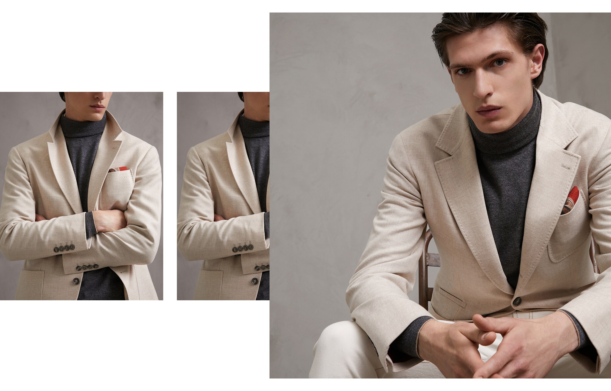Einreihiger Blazer Sand Herren 5 - Brunello Cucinelli
