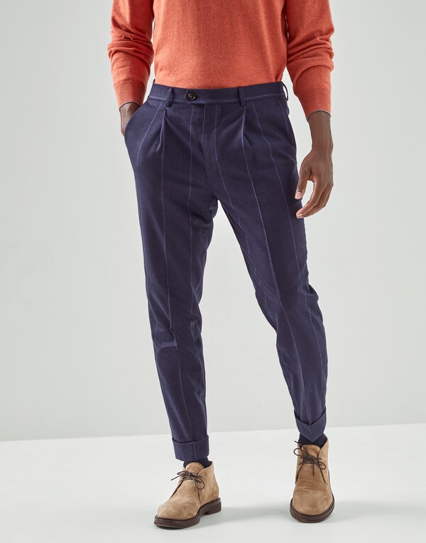 Wool, silk and cashmere trousers Blue Man - Brunello Cucinelli 