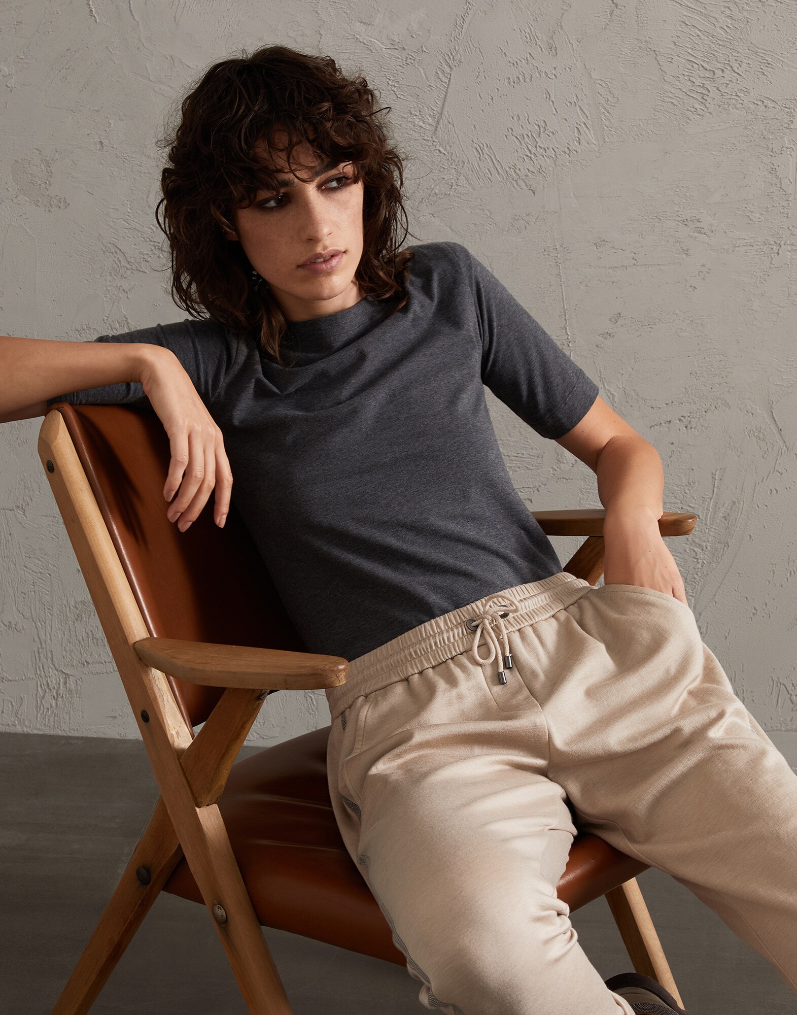 Tee-shirt en jersey Gris Foncé Femme - Brunello Cucinelli