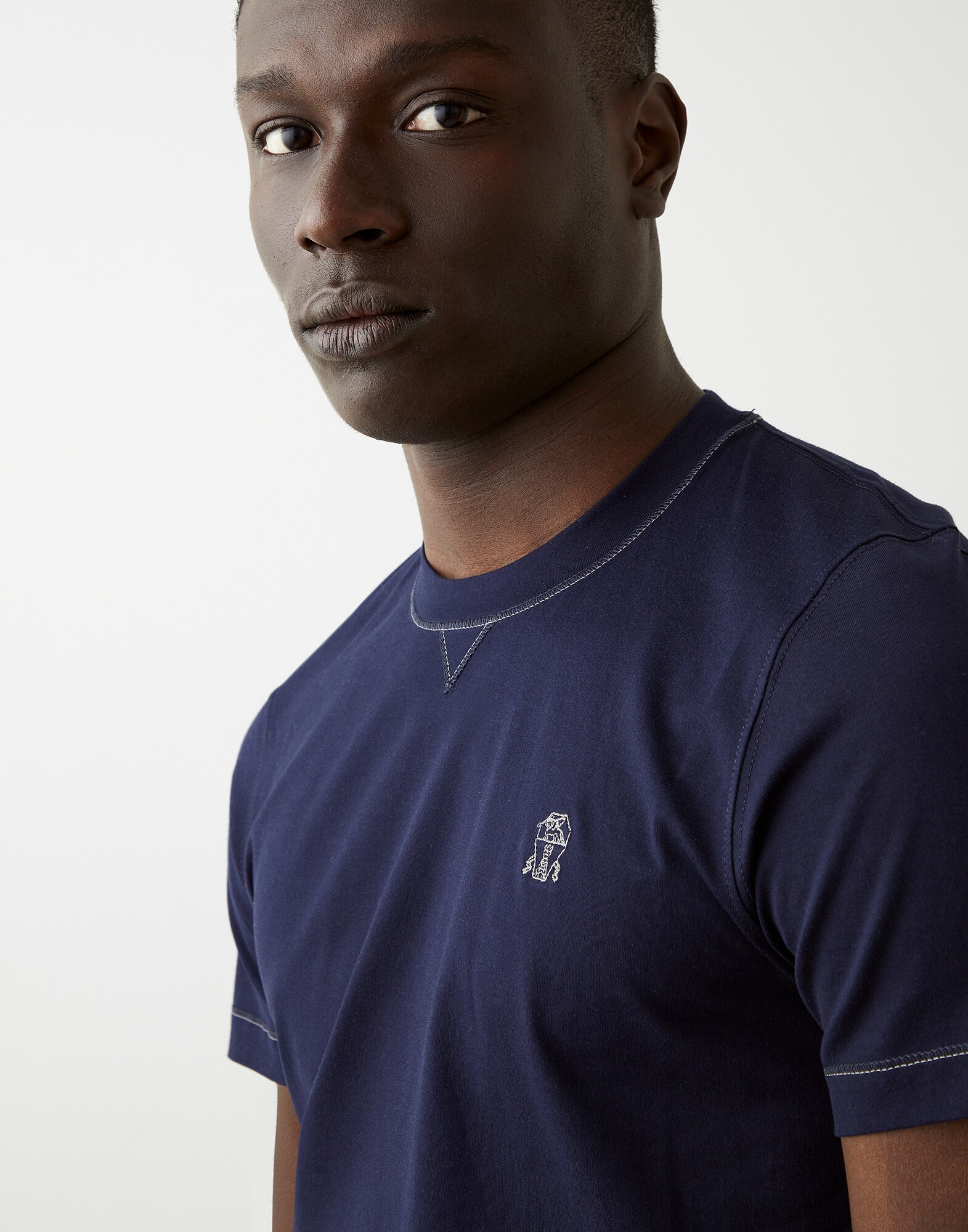 T-shirt in jersey Cobalto Uomo - Brunello Cucinelli