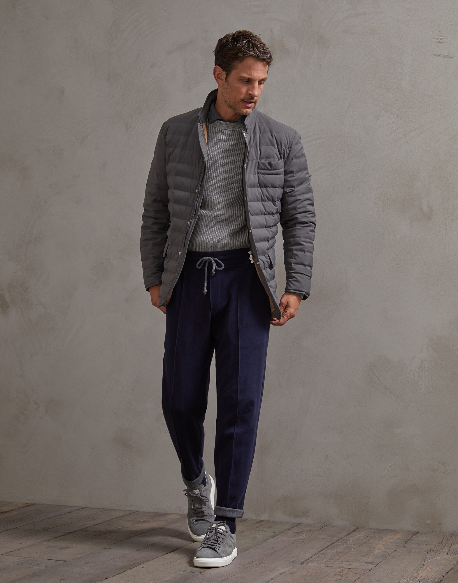 Down Jacket Graphite Man 4 - Brunello Cucinelli