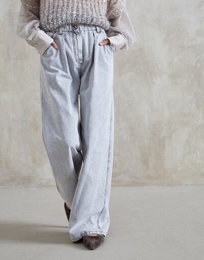 Loose trousers Grey Denim Woman -
                        Brunello Cucinelli
                    
