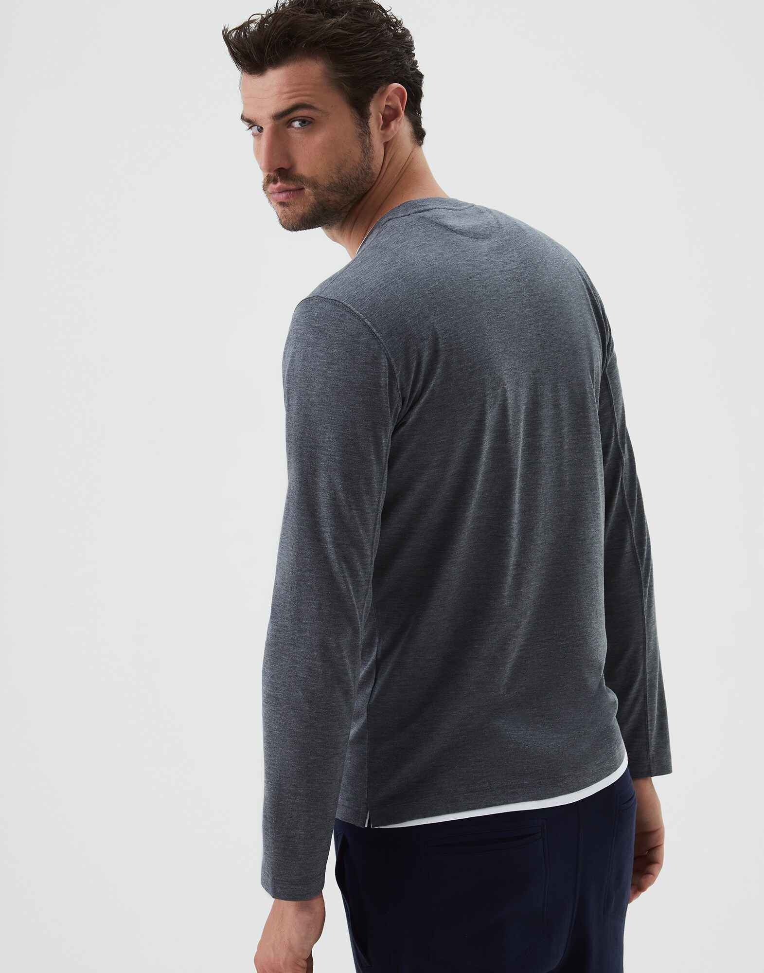 Camiseta de Manga Larga Gris Oscuro Hombre 2 - Brunello Cucinelli