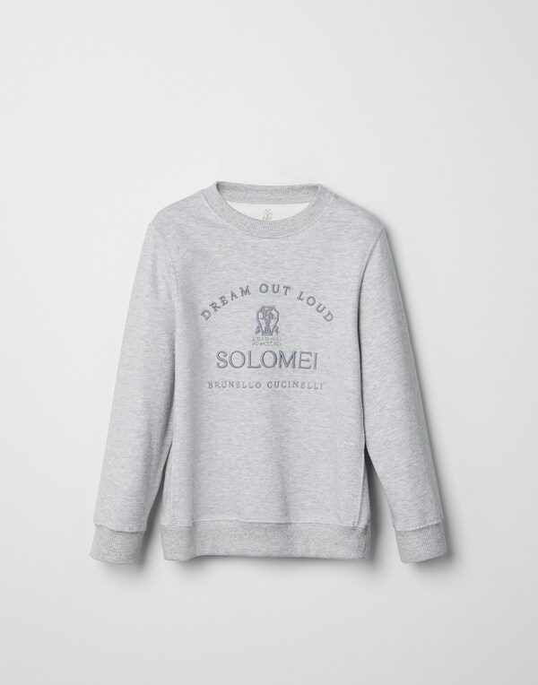 Sweatshirt with embroidery Pearl Grey Boy - Brunello Cucinelli