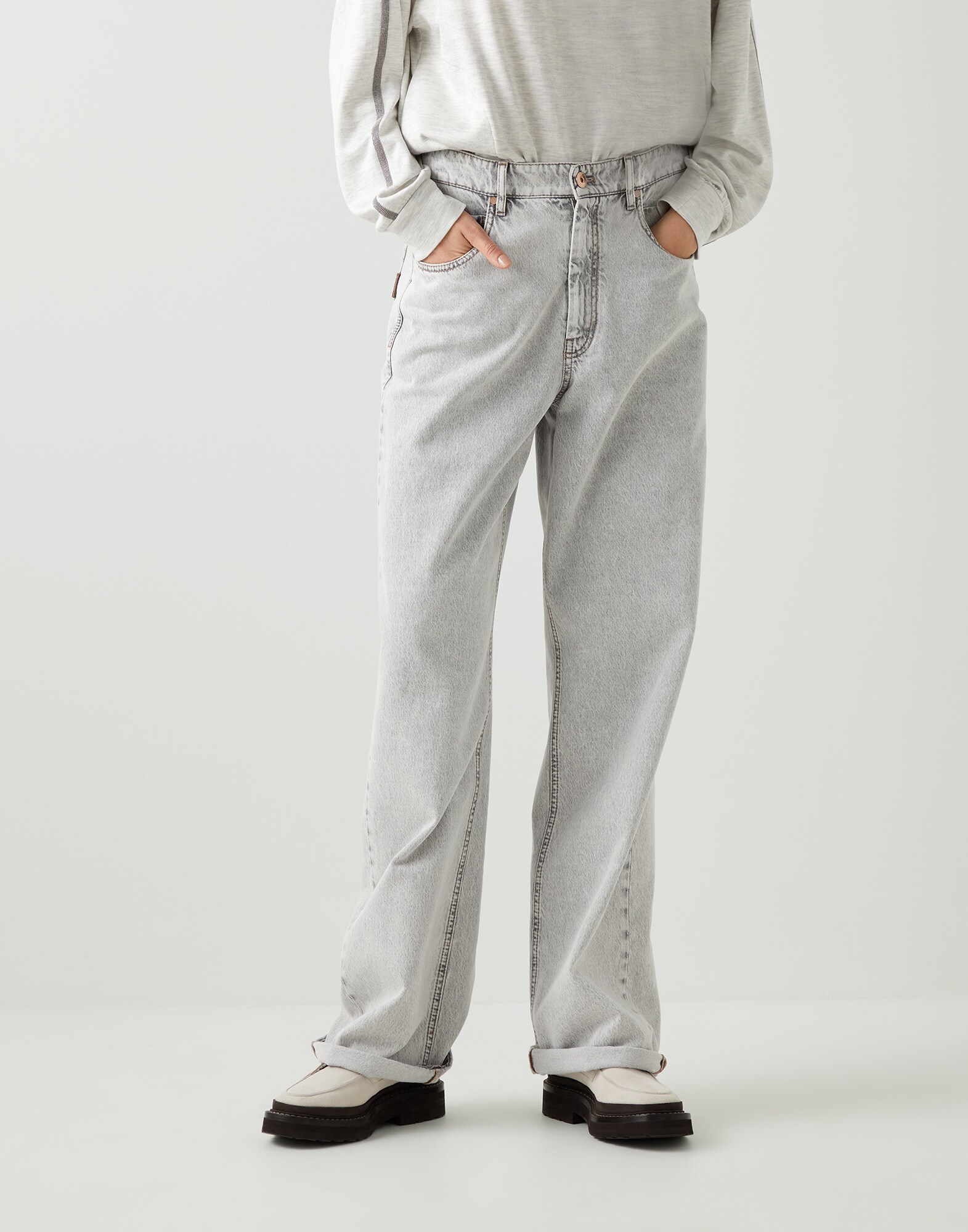 Trousers Grey Denim Woman - Brunello Cucinelli