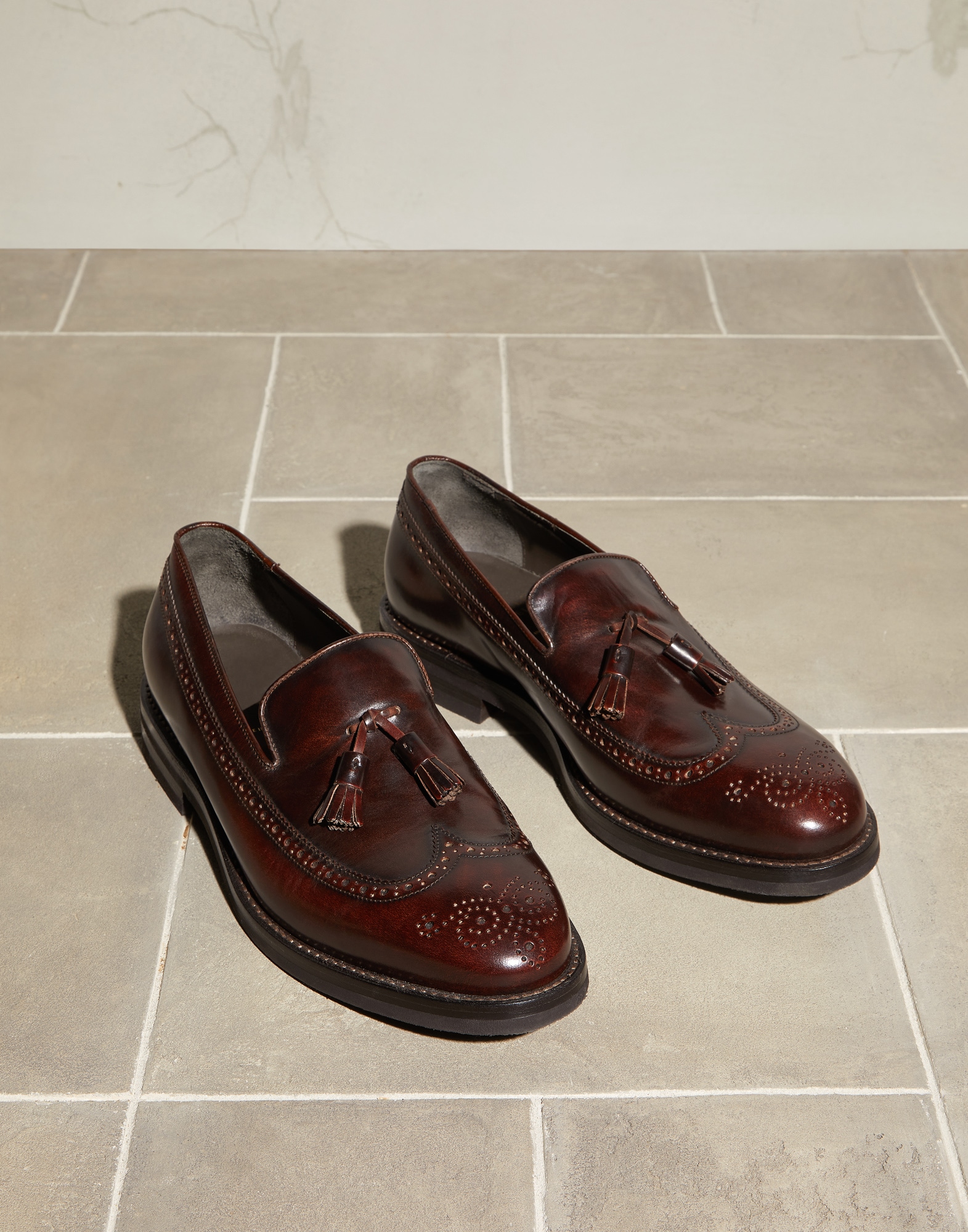 Brogue Longwing loafers Mahogany Man - Brunello Cucinelli