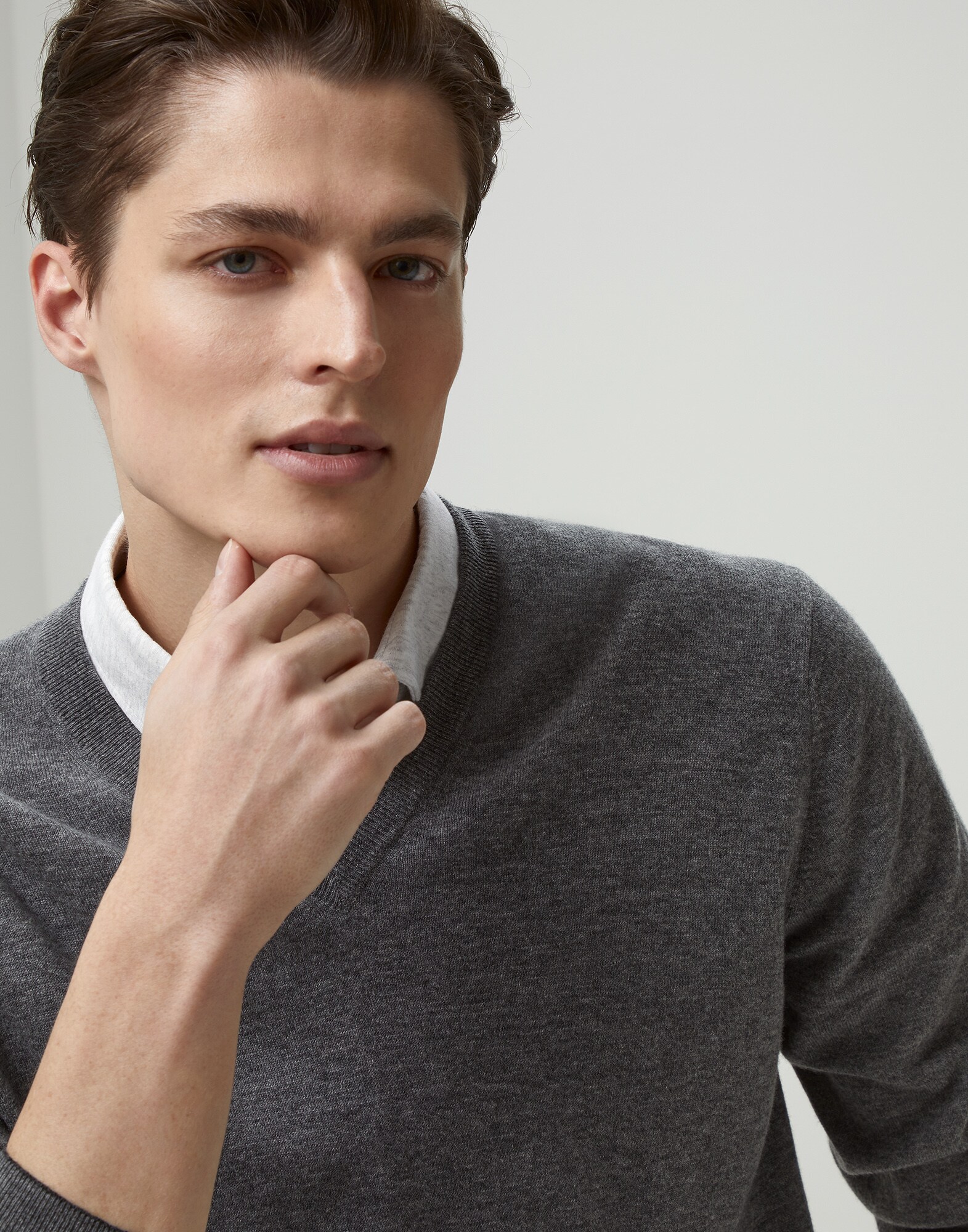 Cashmere Lithe yarn sweater Dark Grey Man - Brunello Cucinelli