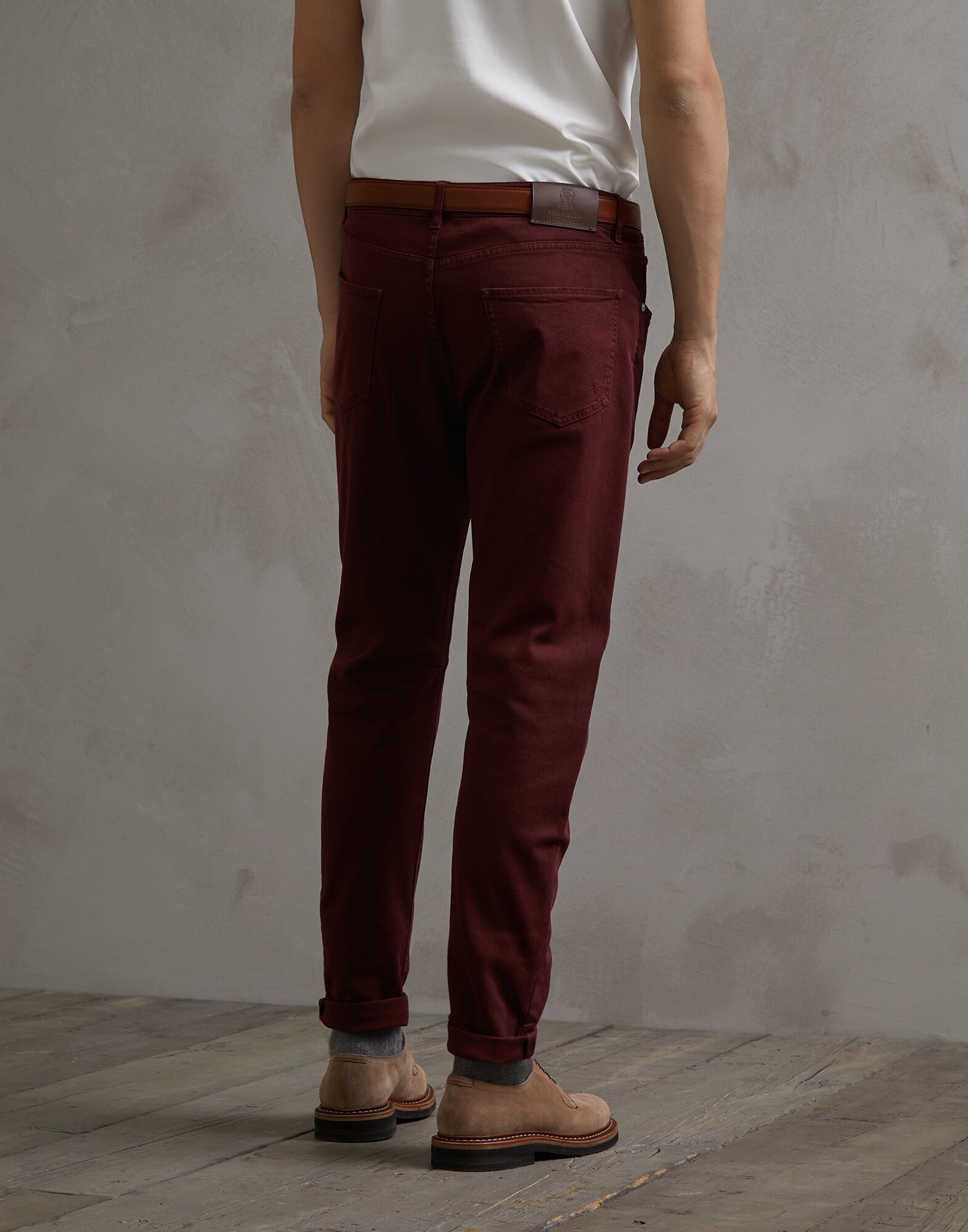 Denim Trousers Amaranth Red Man 1 - Brunello Cucinelli