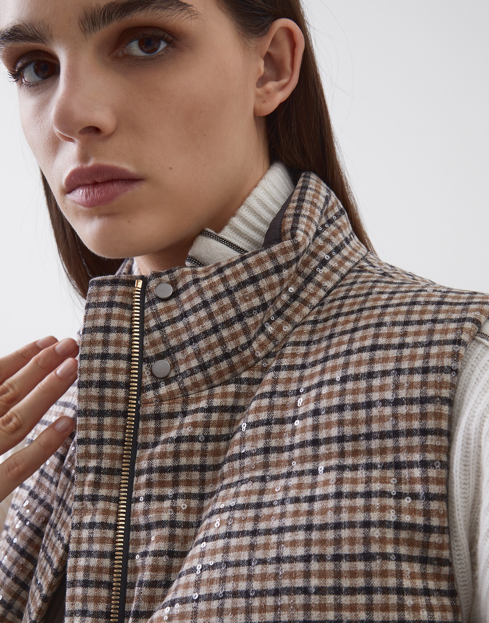 Down Sleeveless Jacket Beige Woman 2 - Brunello Cucinelli
