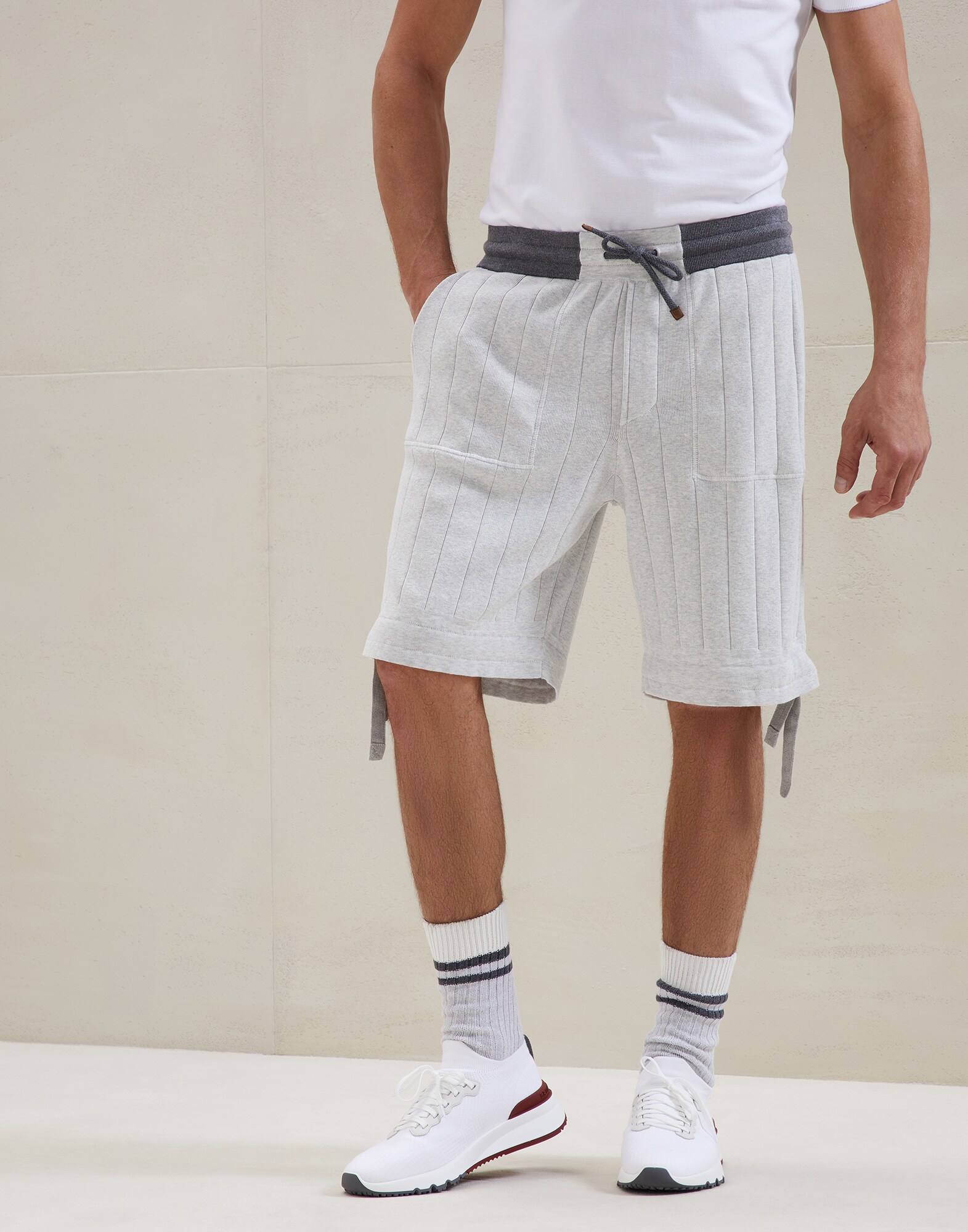 Bermuda aus Strick Nebel Herren - Brunello Cucinelli