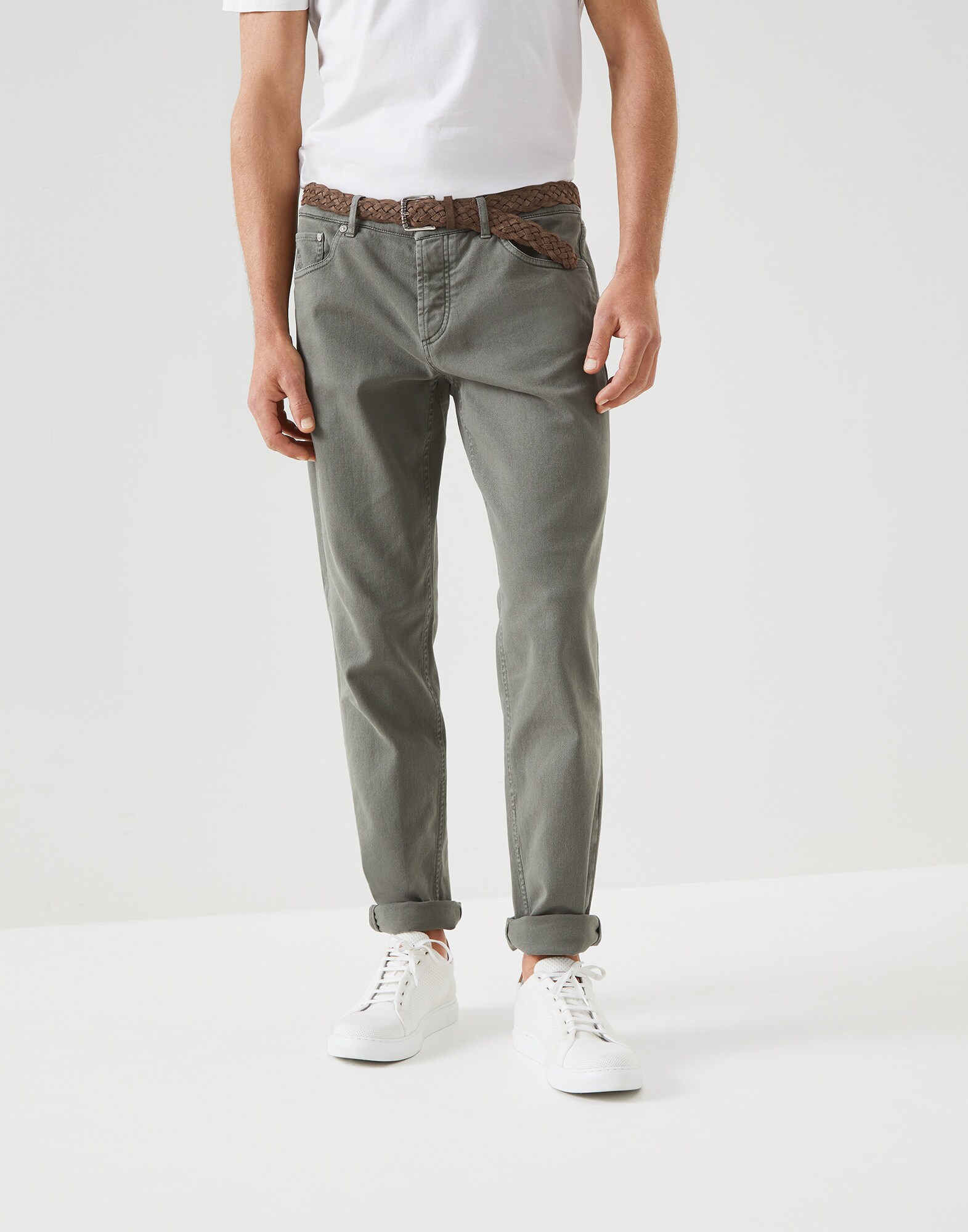 Dyed denim trousers Khaki Man - Brunello Cucinelli