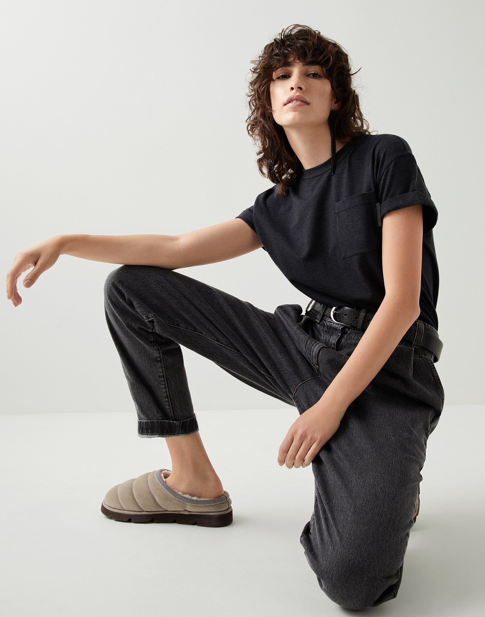 Camiseta de jersey Antracita Mujer - Brunello Cucinelli