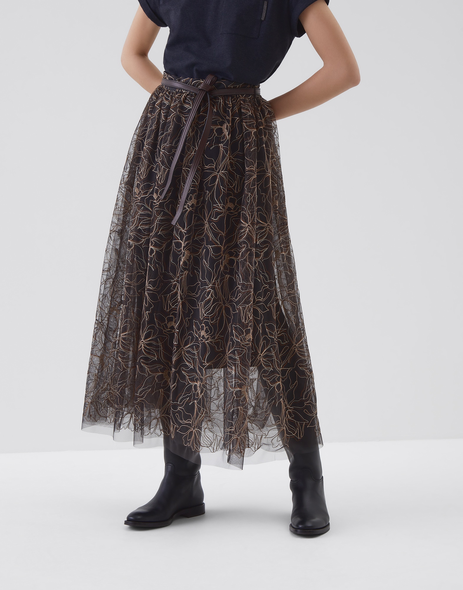 Jupe en tulle Anthracite Femme - Brunello Cucinelli