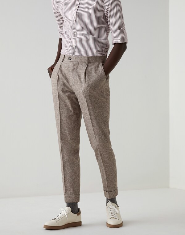 Wool, silk and cashmere trousers Brown Man - Brunello Cucinelli 