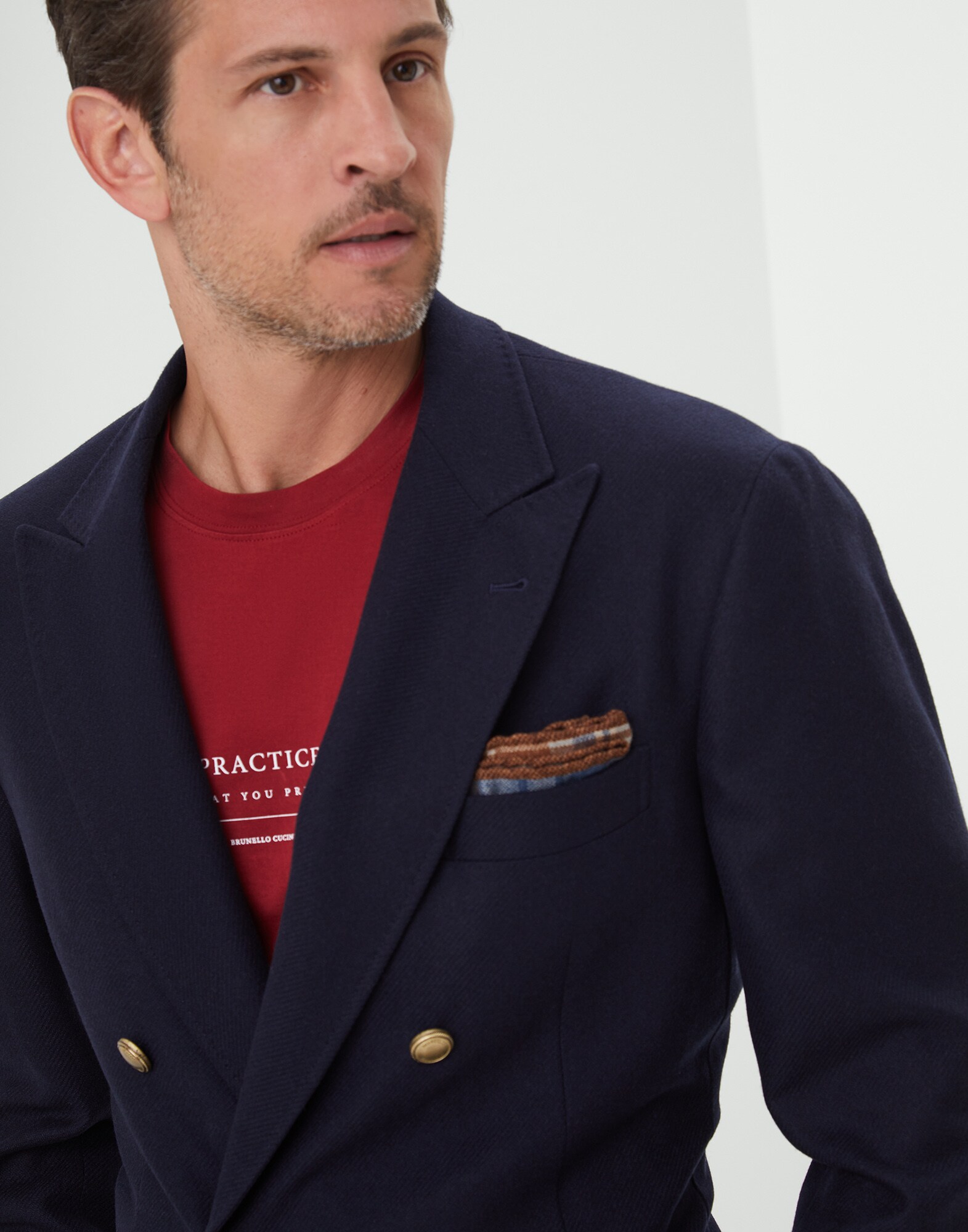 Veste Demi-Croisée Bleu Marine Homme 2 - Brunello Cucinelli
