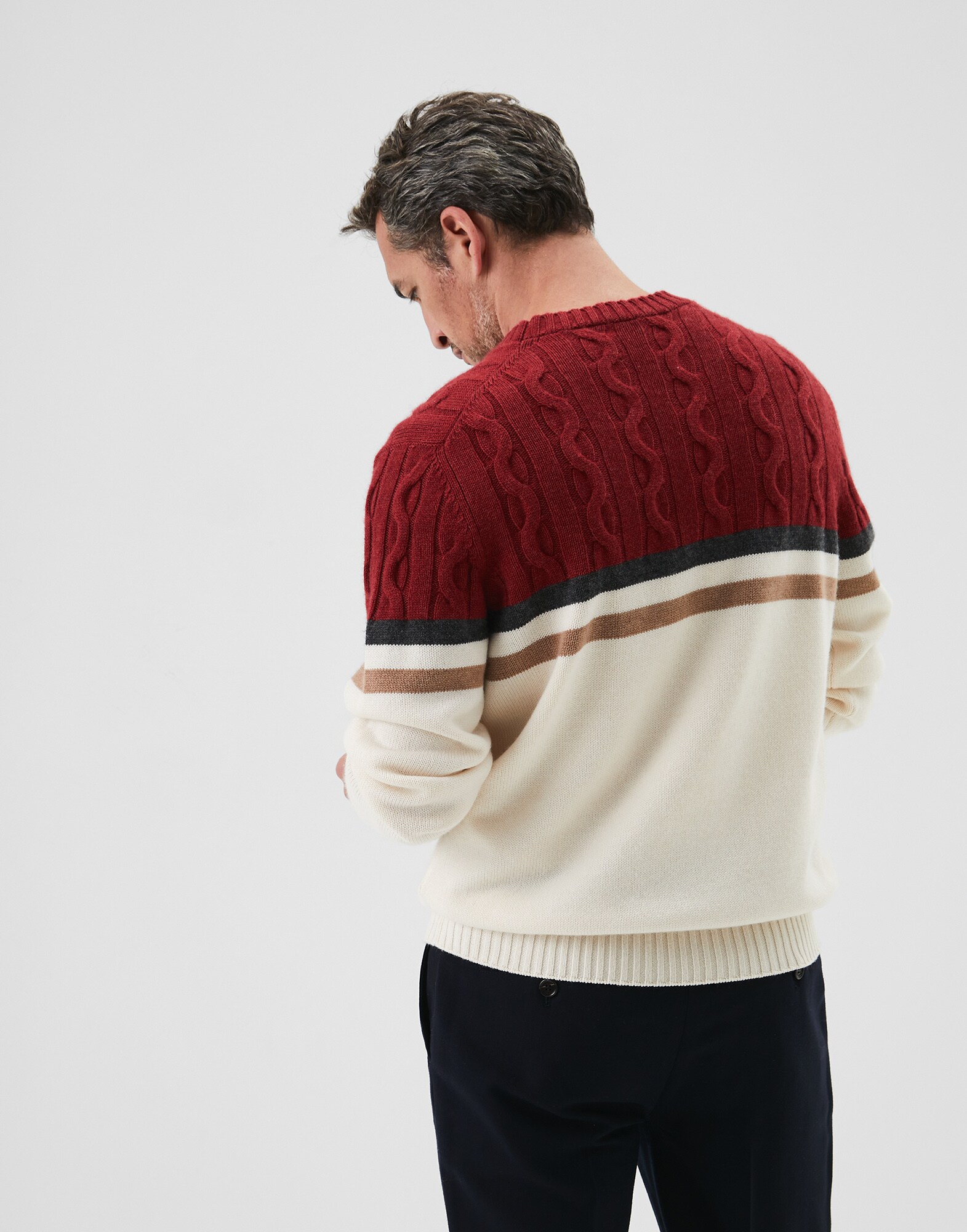 Crewneck Sweater Ivory Man 2 - Brunello Cucinelli