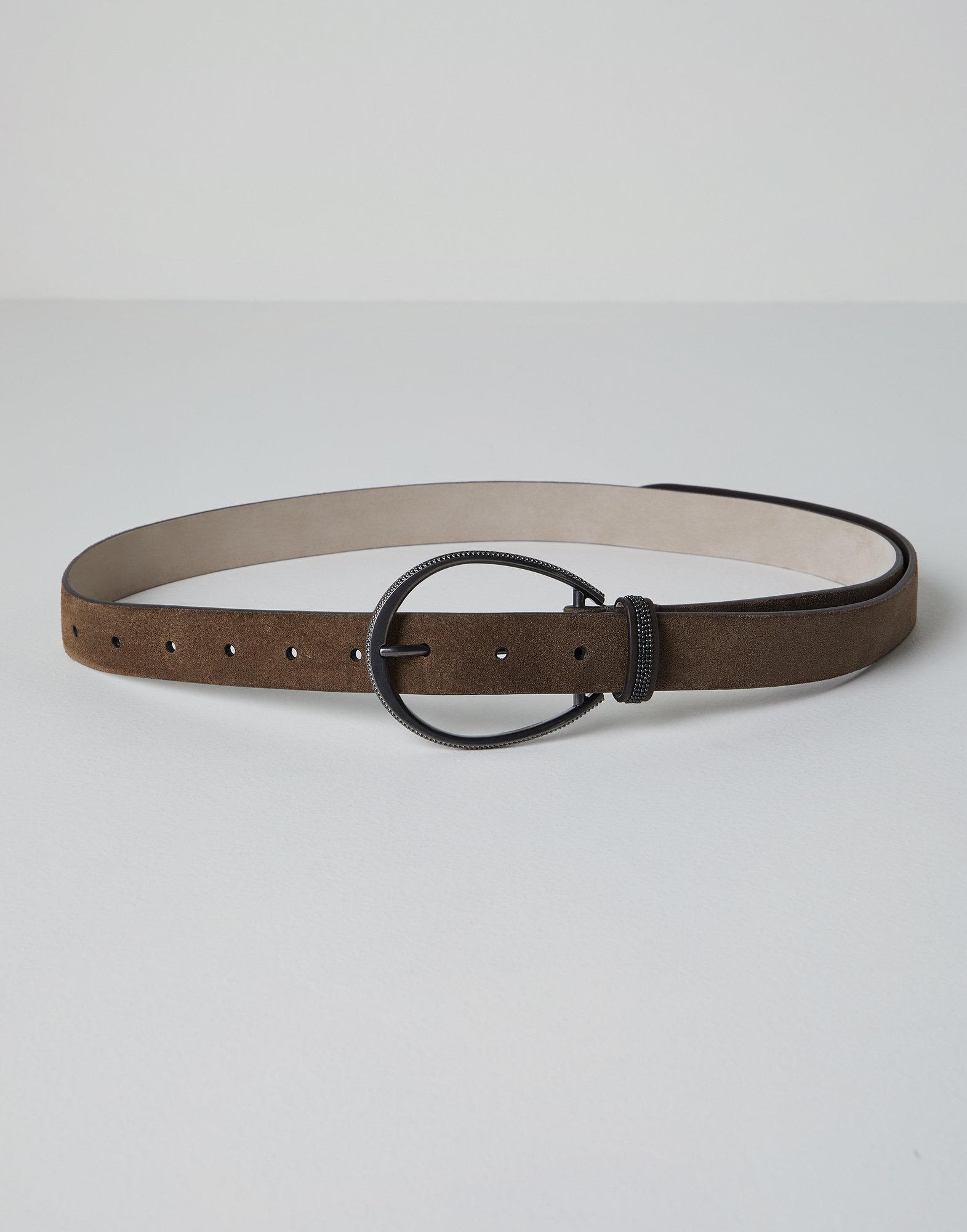NWT $745 Brunello Cucinelli Pebbled Leather Skinny Bronze Western Belt Sz M A176 