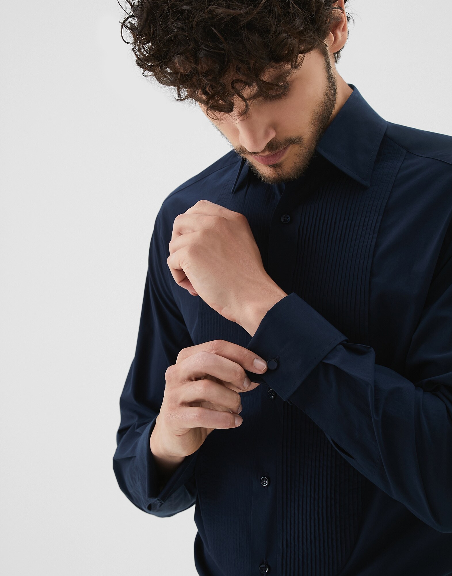 Tuxedo Shirt Navy Blue Man 3 - Brunello Cucinelli