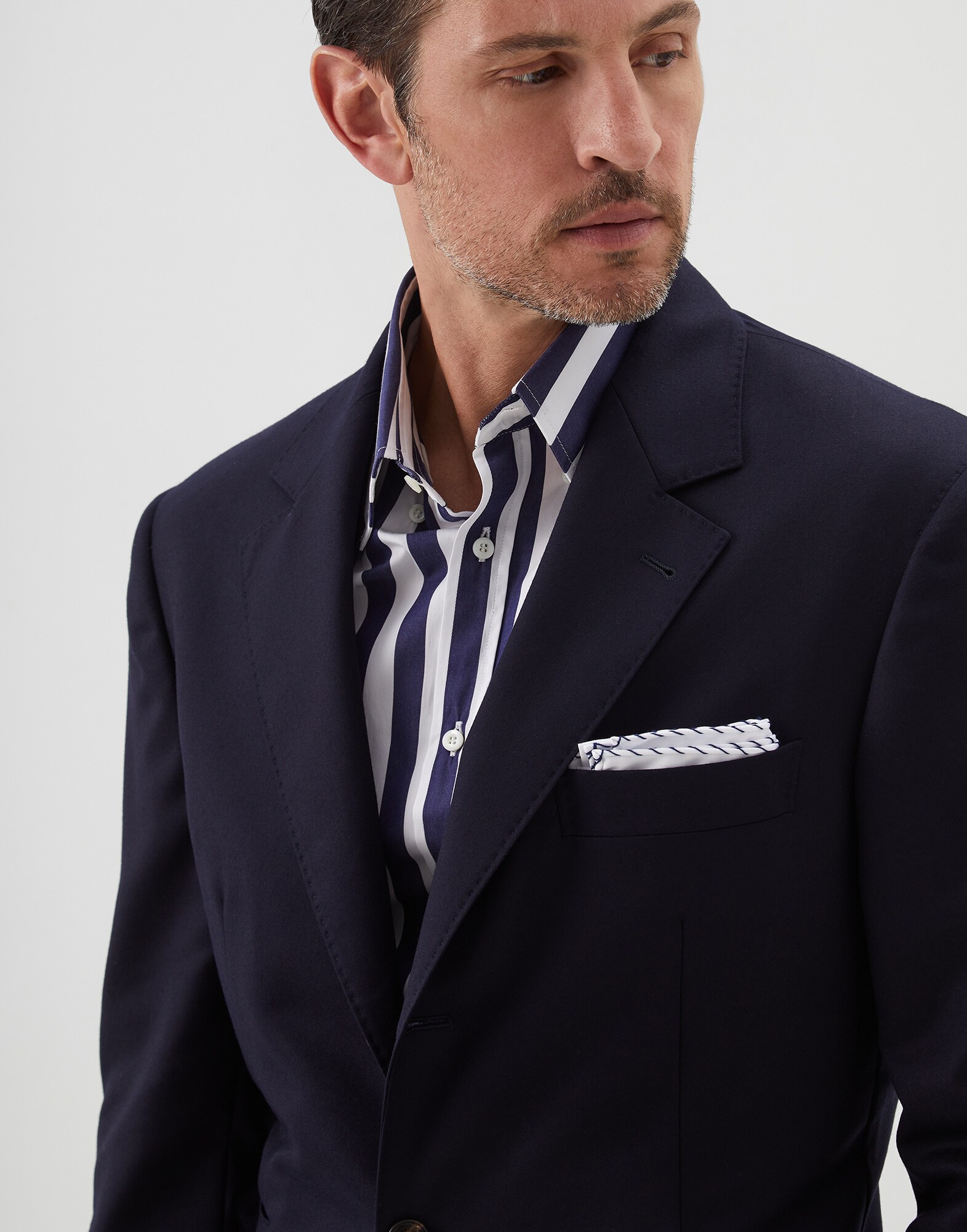 Single Breasted Blazer Marine Blue Man 2 - Brunello Cucinelli