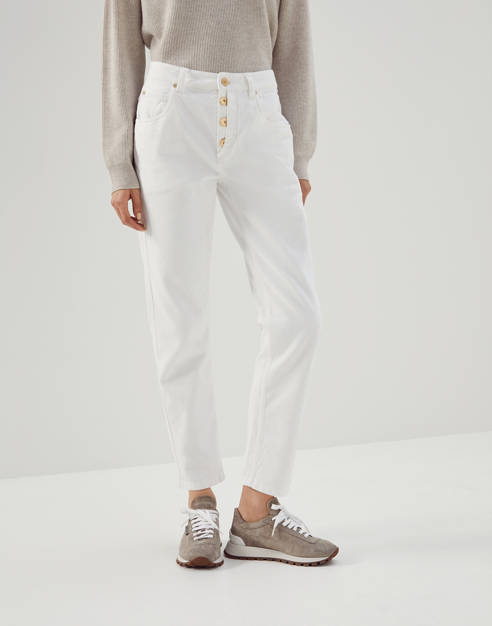 Dyed denim trousers