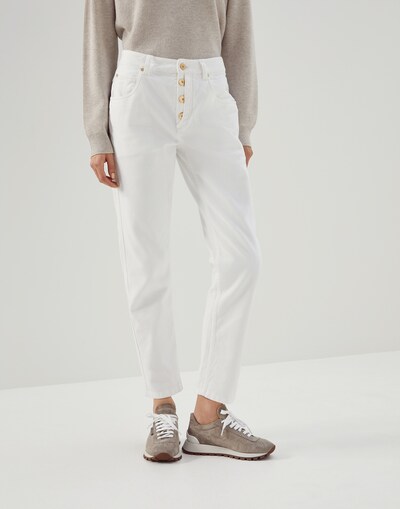 Pantalon en denim teint Blanc Femme -
                        Brunello Cucinelli
                    
