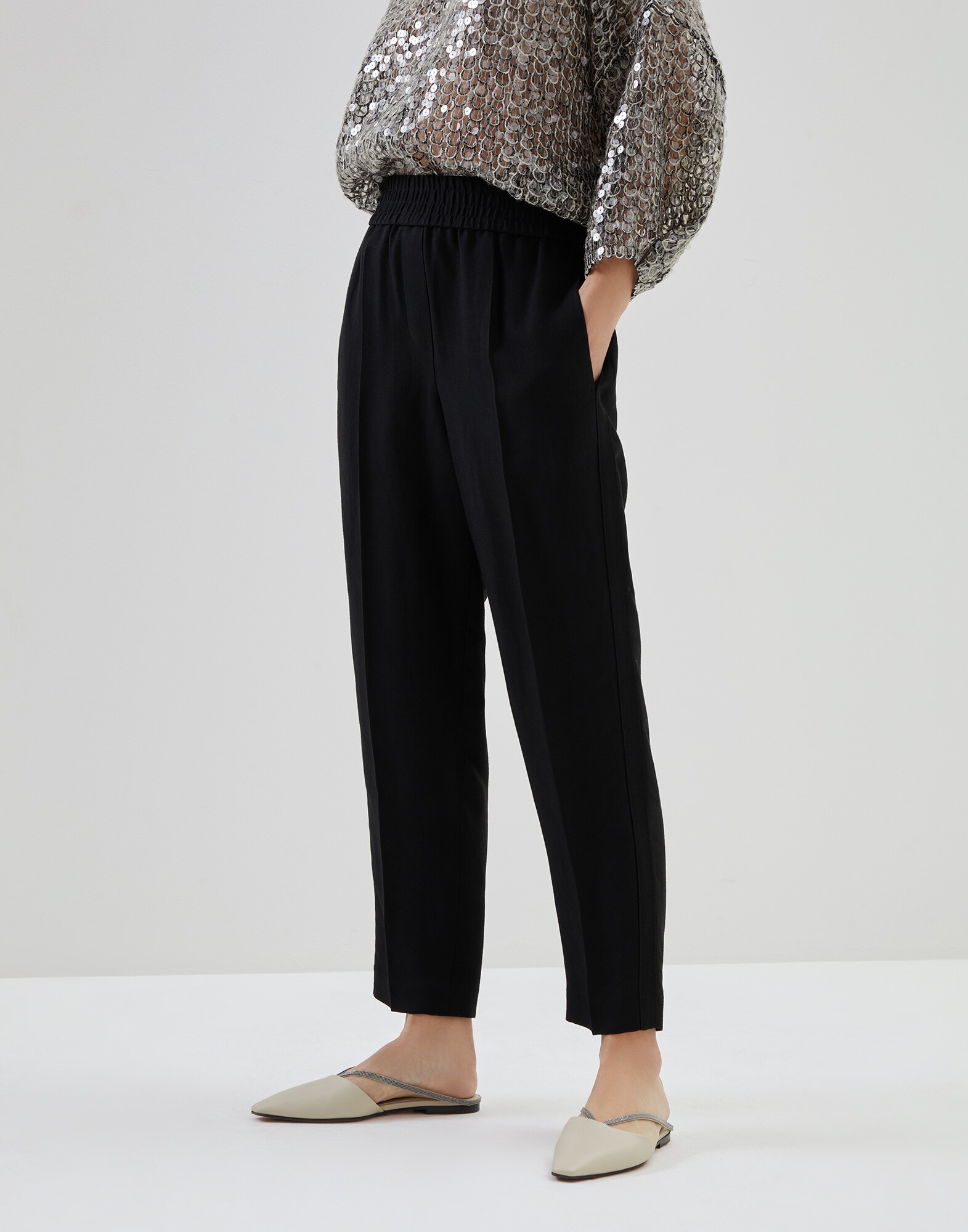 Pantalon pull-up Noir Femme - Brunello Cucinelli