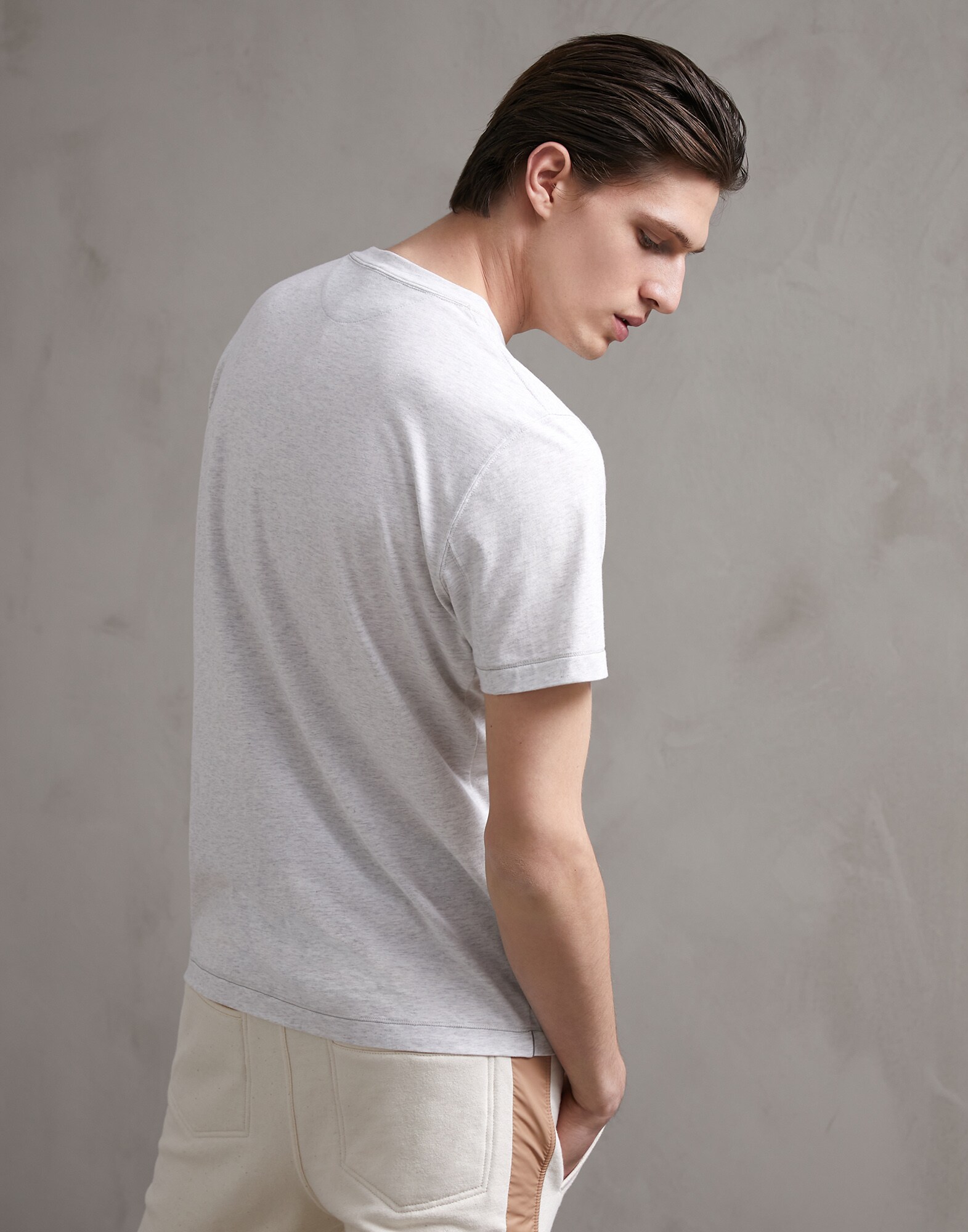 T-Shirt Perlgrau Herren 2 - Brunello Cucinelli