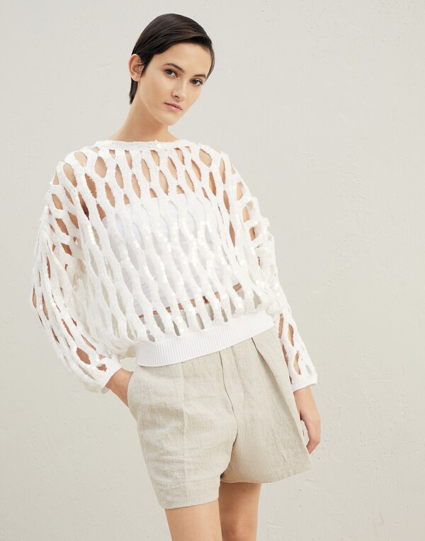 Linen and silk sweater White Woman - Brunello Cucinelli