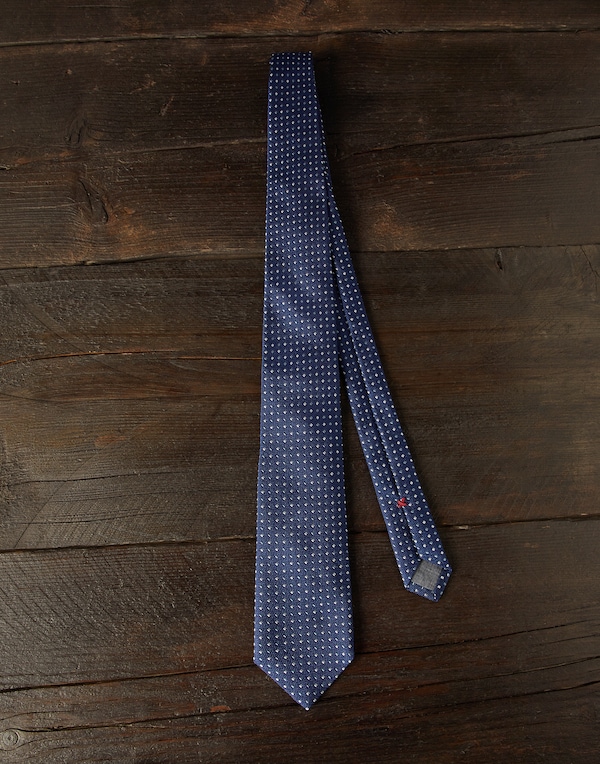 Spotted silk tie Denim Man - Brunello Cucinelli 