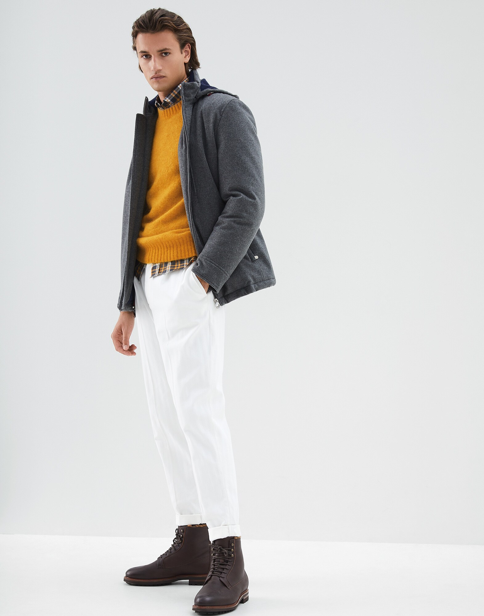Jersey Escote Redondo Amarillo Hombre 3 - Brunello Cucinelli