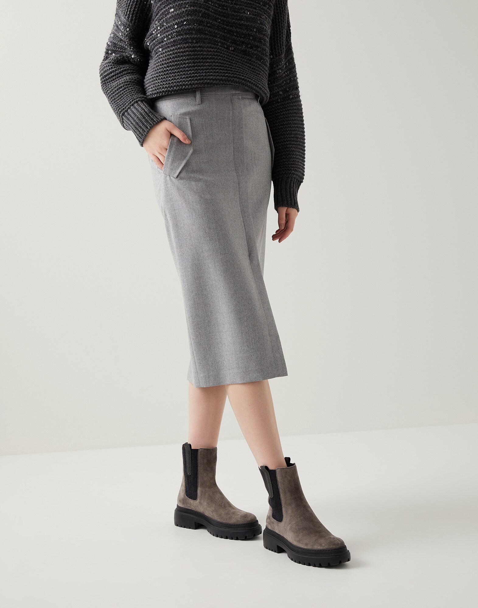 Flannel skirt Pebble Woman - Brunello Cucinelli