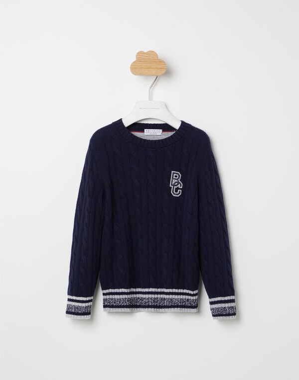Cable knit sweater Navy Blue Boy - Brunello Cucinelli 