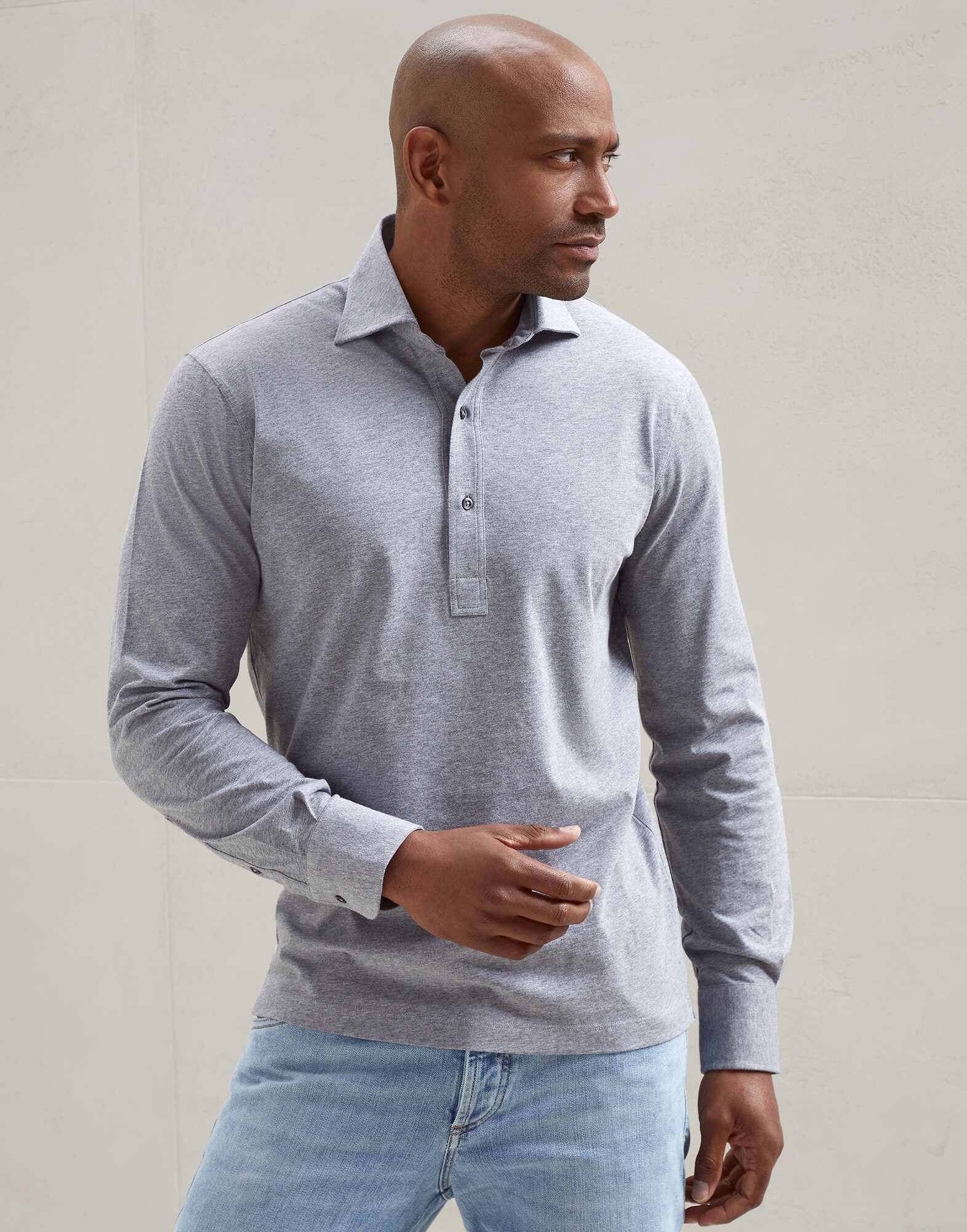 Poloshirt mit Hemdkragen Mittelgrau Herren - Brunello Cucinelli