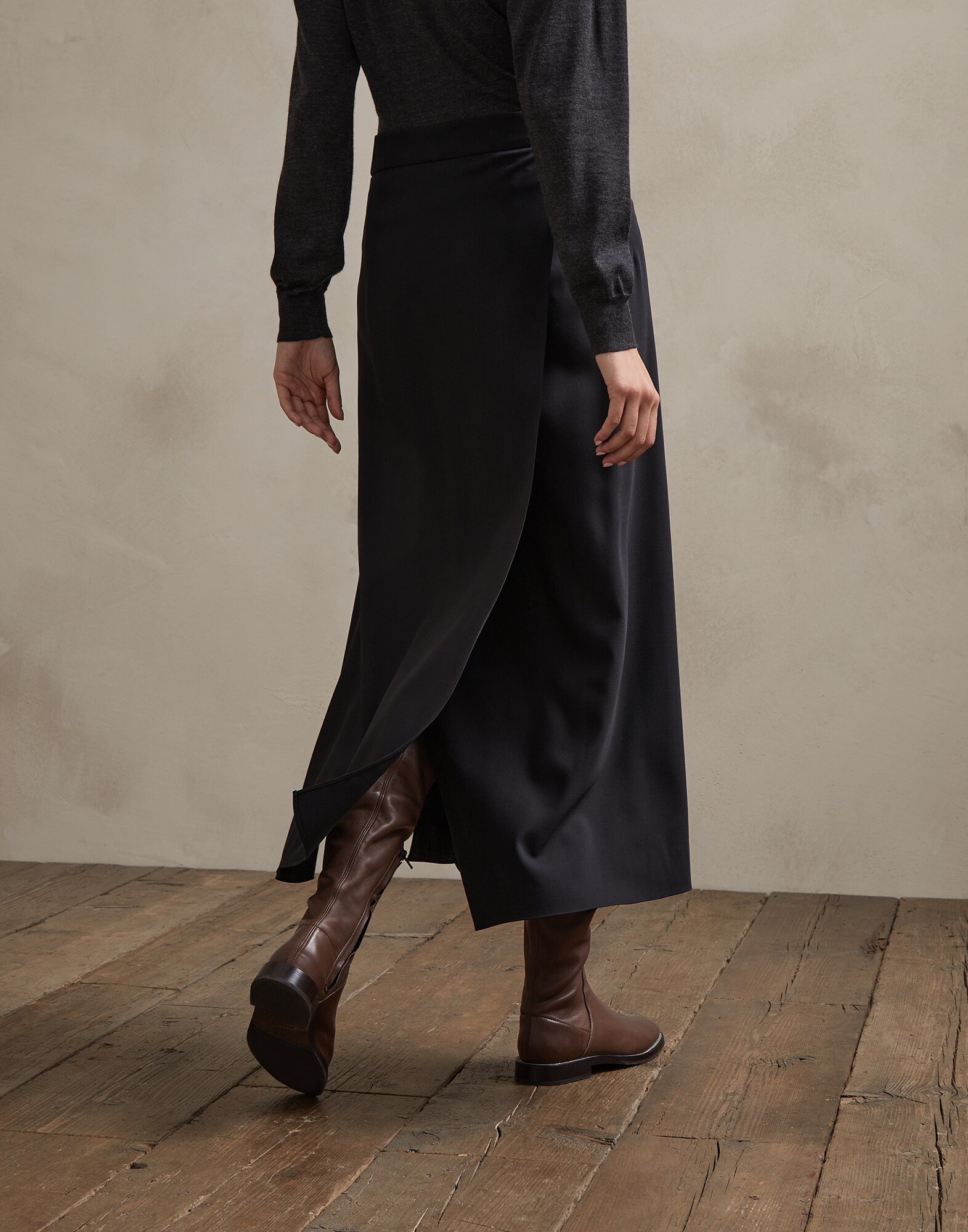 Jupe Midi Noir Femme 1 - Brunello Cucinelli