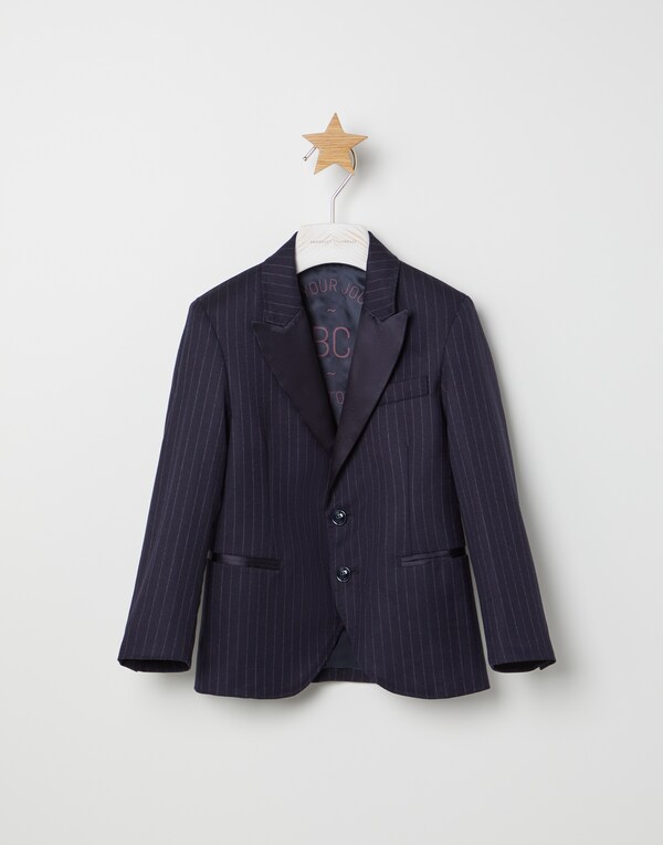 Пиджак из натуральной шерсти Темно-Синий Мальчики - Brunello Cucinelli 
