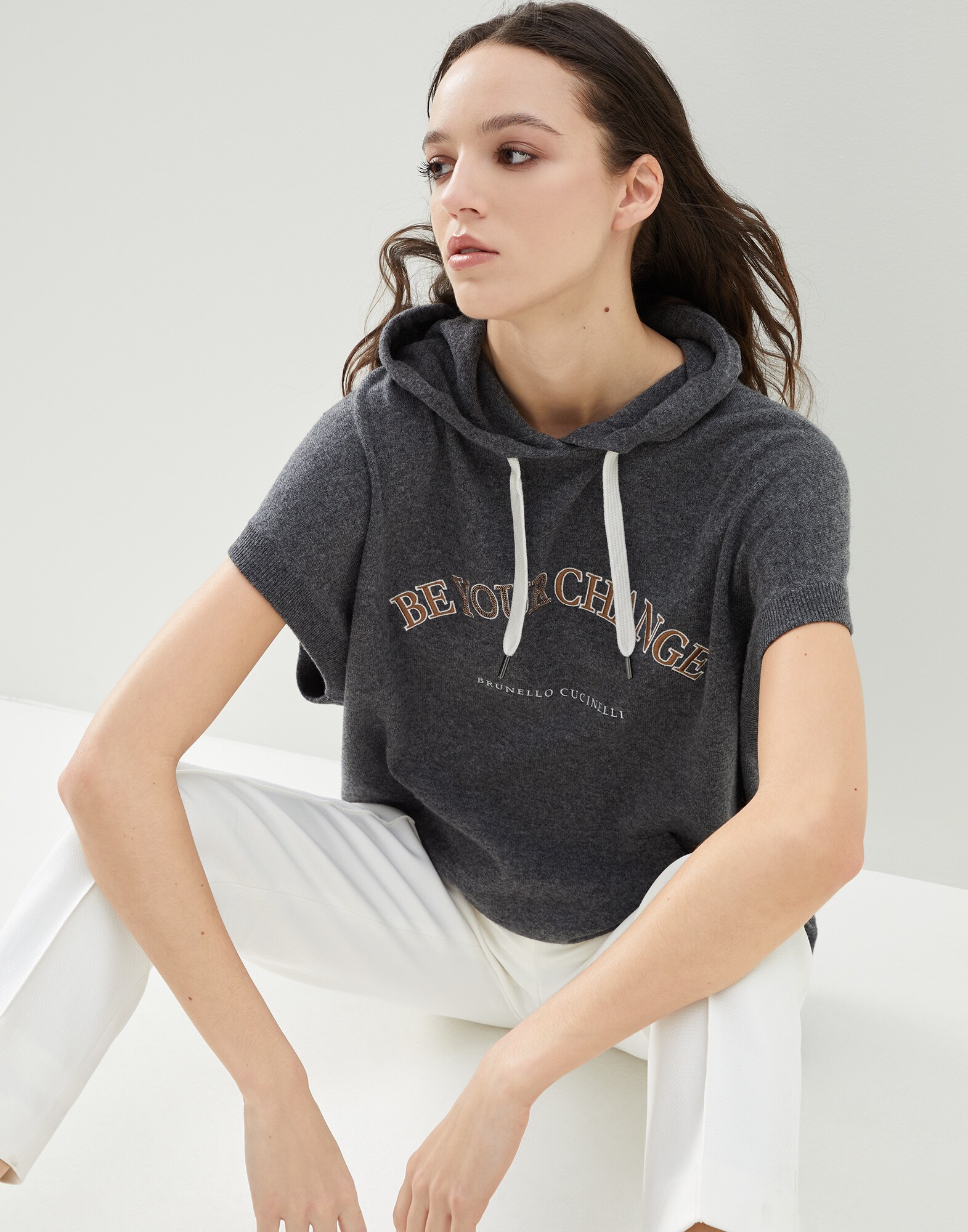 Wool, cashmere and silk sweater Lead Woman - Brunello Cucinelli