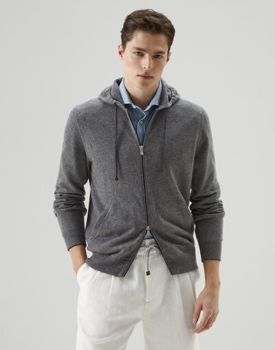 Sweatshirt-style cardigan Dark Grey Man -
                        Brunello Cucinelli
                    