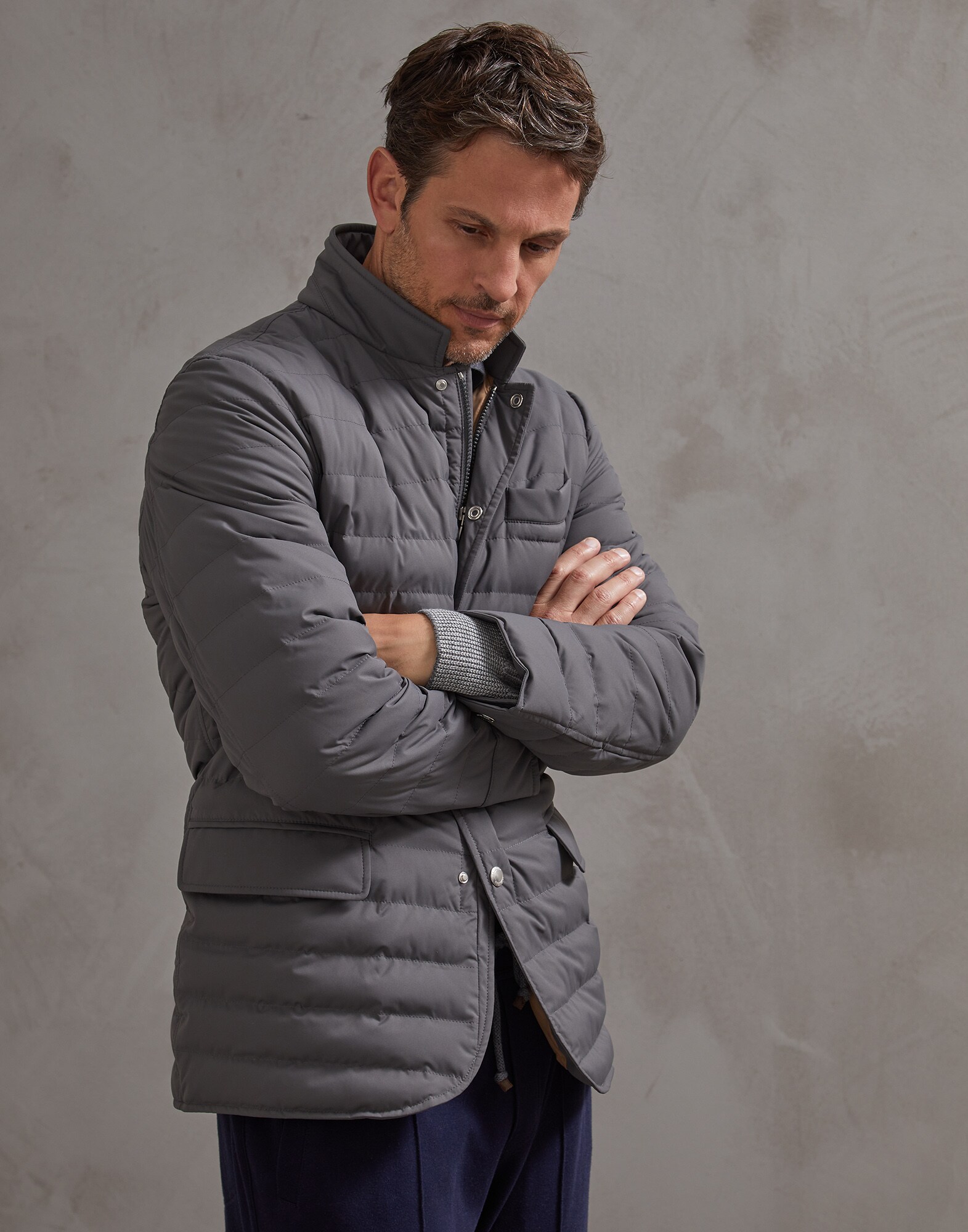 Down Jacket Graphite Man 1 - Brunello Cucinelli
