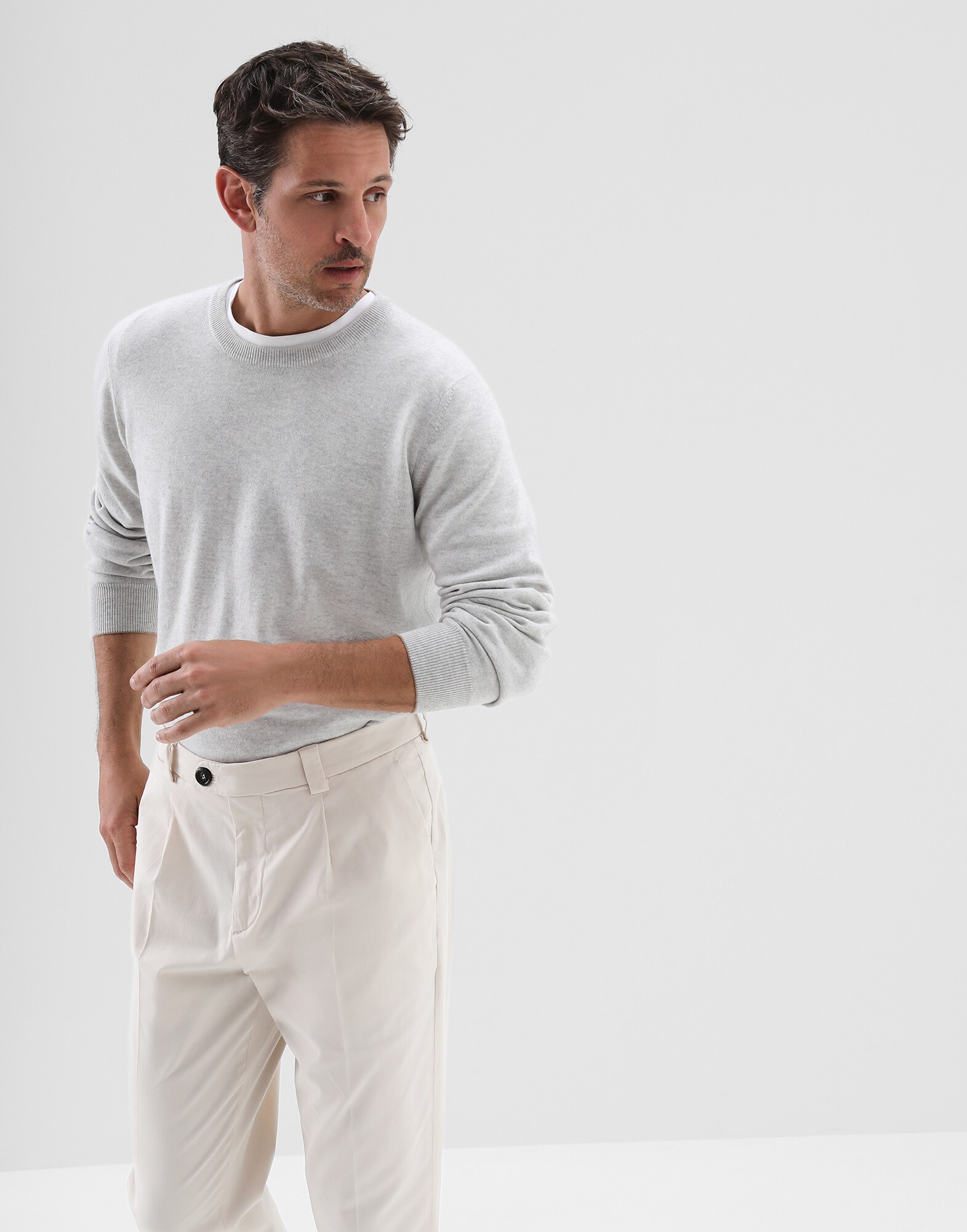 Pullover mit Rundhalsausschnitt Nebel Herren 4 - Brunello Cucinelli