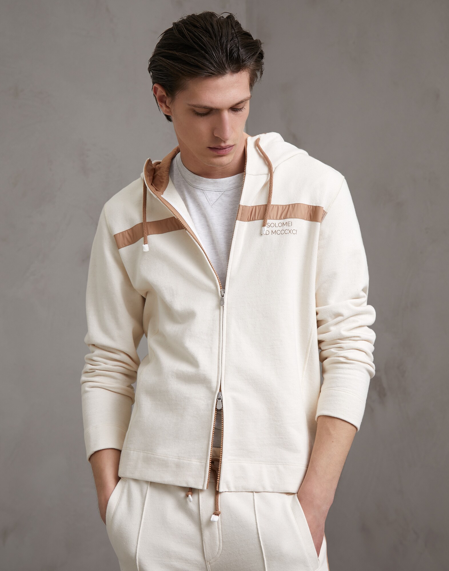 Sweatshirt Ecru Herren 1 - Brunello Cucinelli
