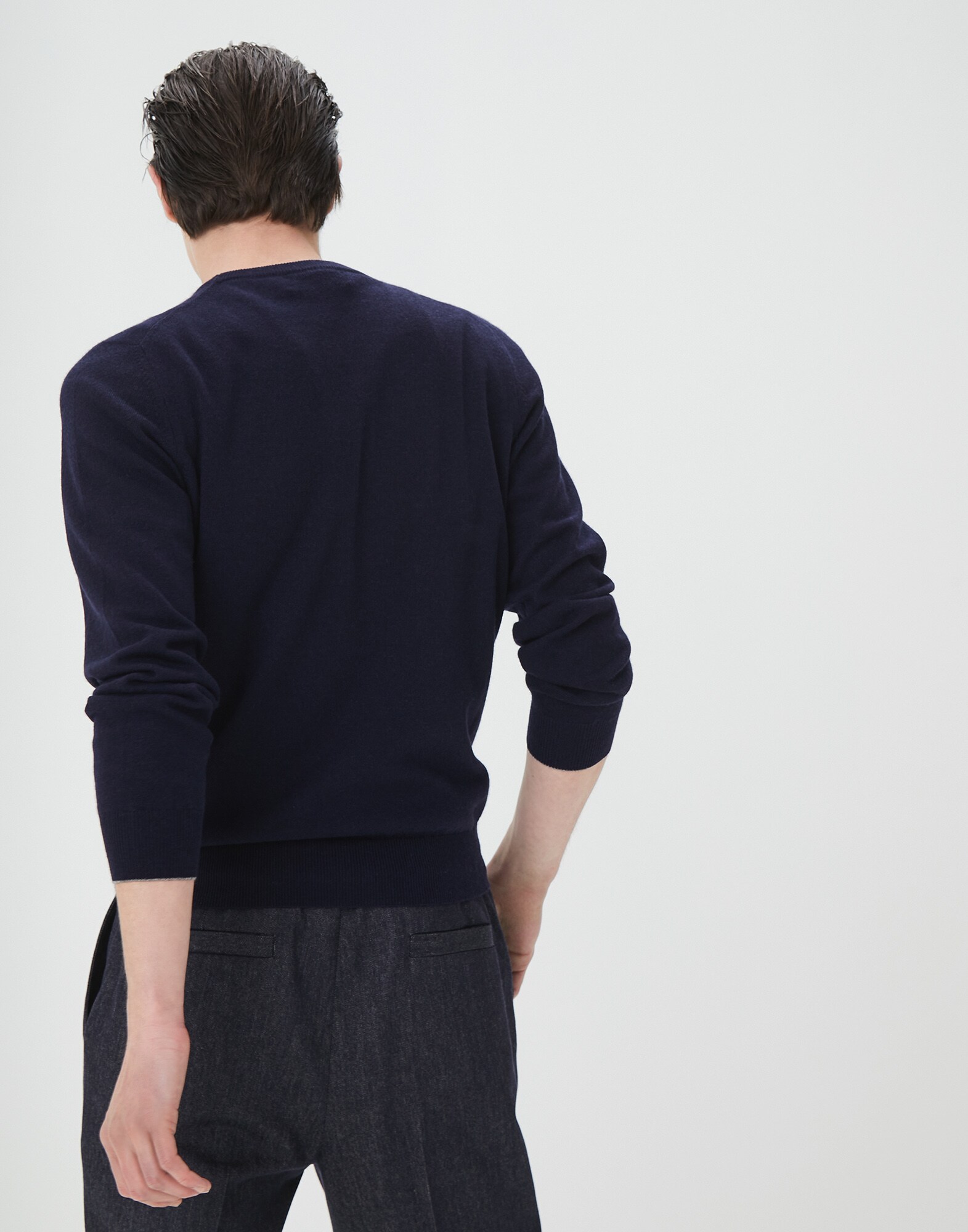 Pullover mit Rundhalsausschnitt Navy-Blau Herren 1 - Brunello Cucinelli