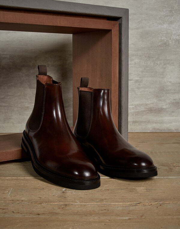 Calfskin Chelsea boots Cognac Man - Brunello Cucinelli 