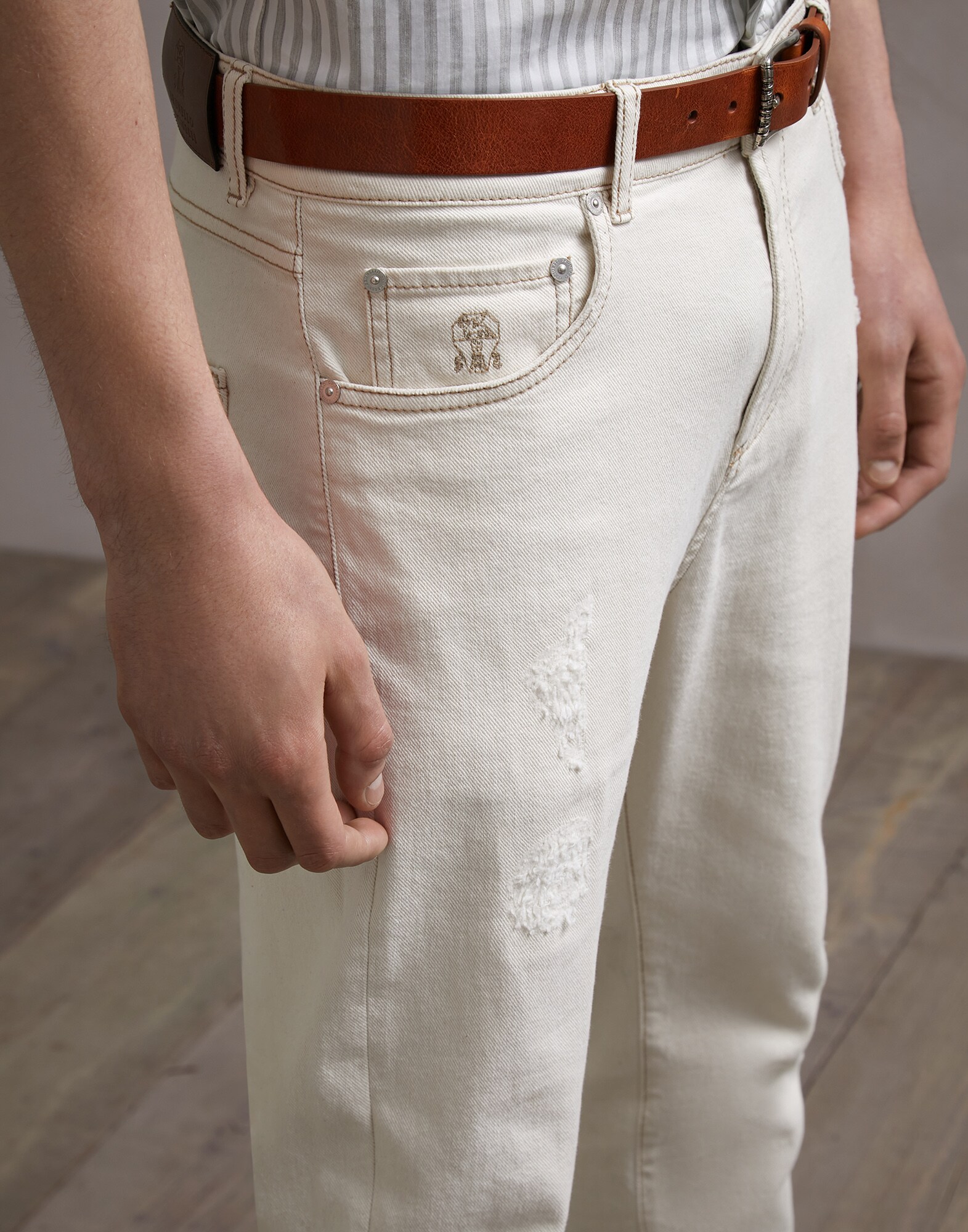 Jeanshose Ecru Herren 2 - Brunello Cucinelli